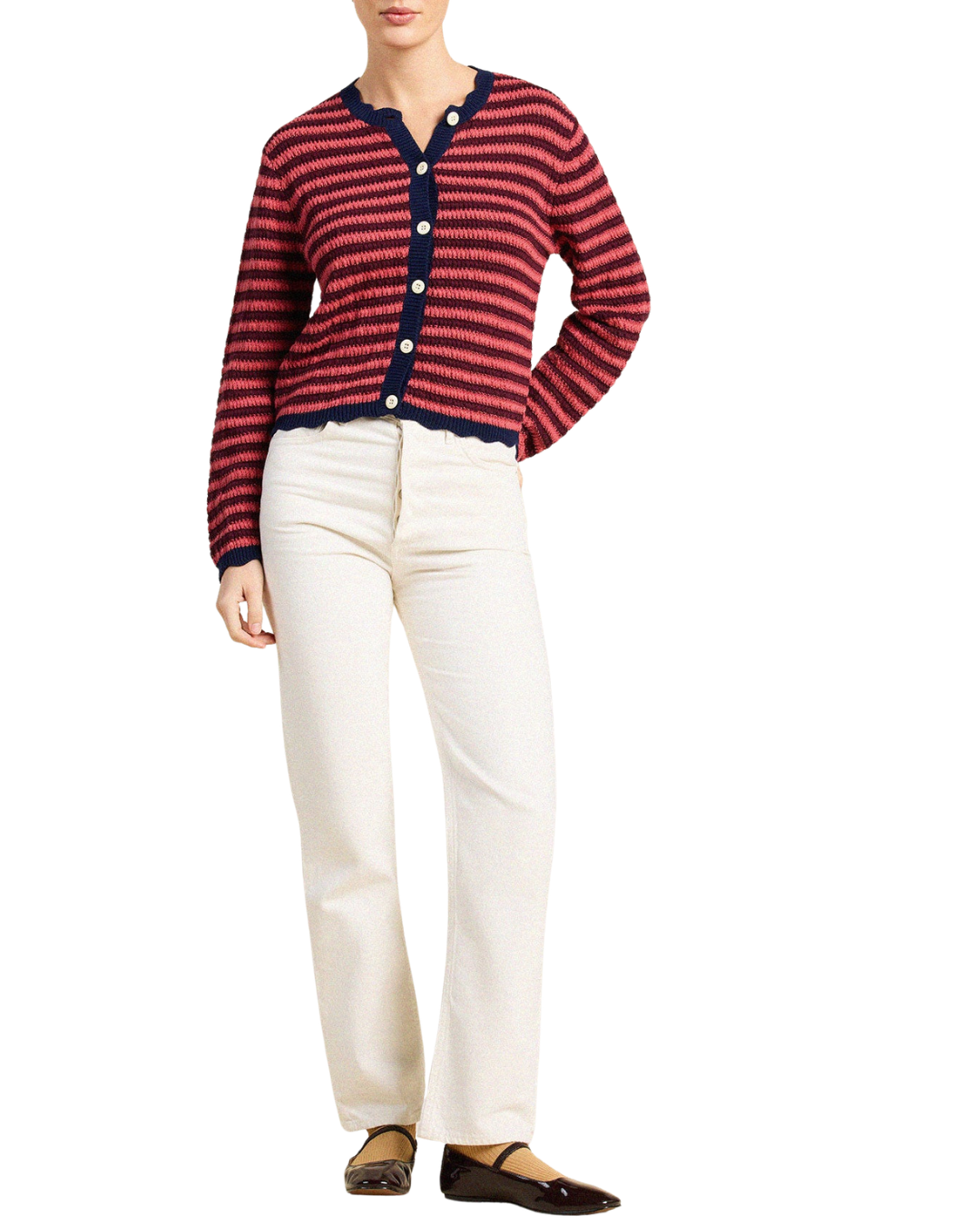 Vento Cardigan - Pink Stripe