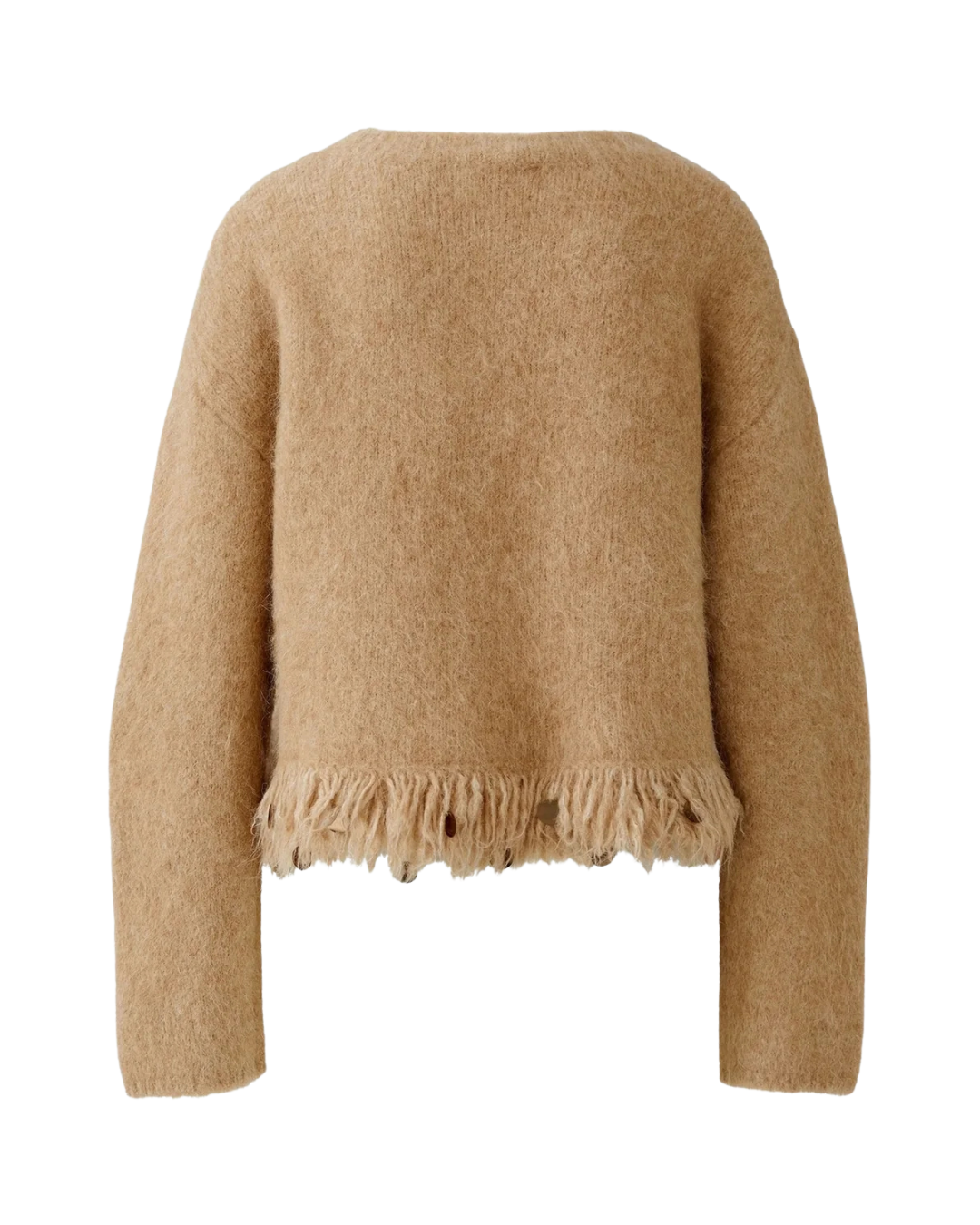 Pullover with Fringe & Sequins - Beige - F5