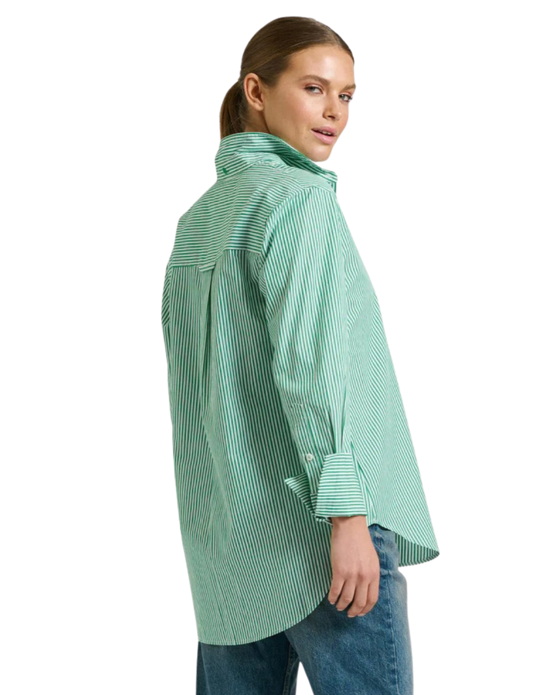 Elodie Girlfriend Shirt - Green Stripe