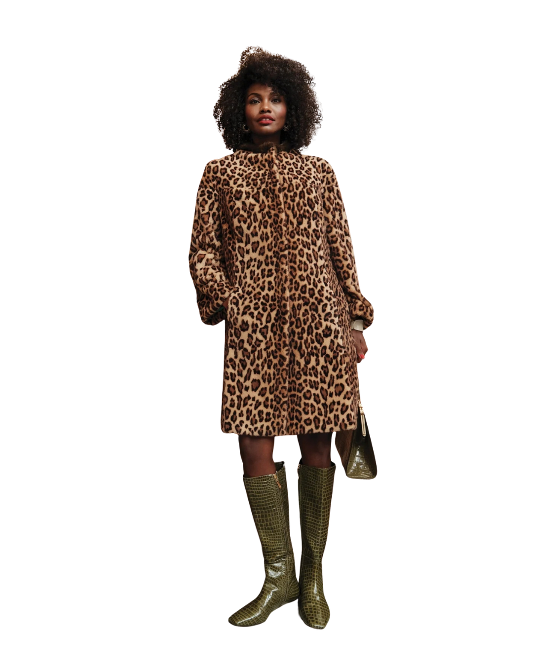 Dame Coat Leopard Faux Fur Yellow/Brown