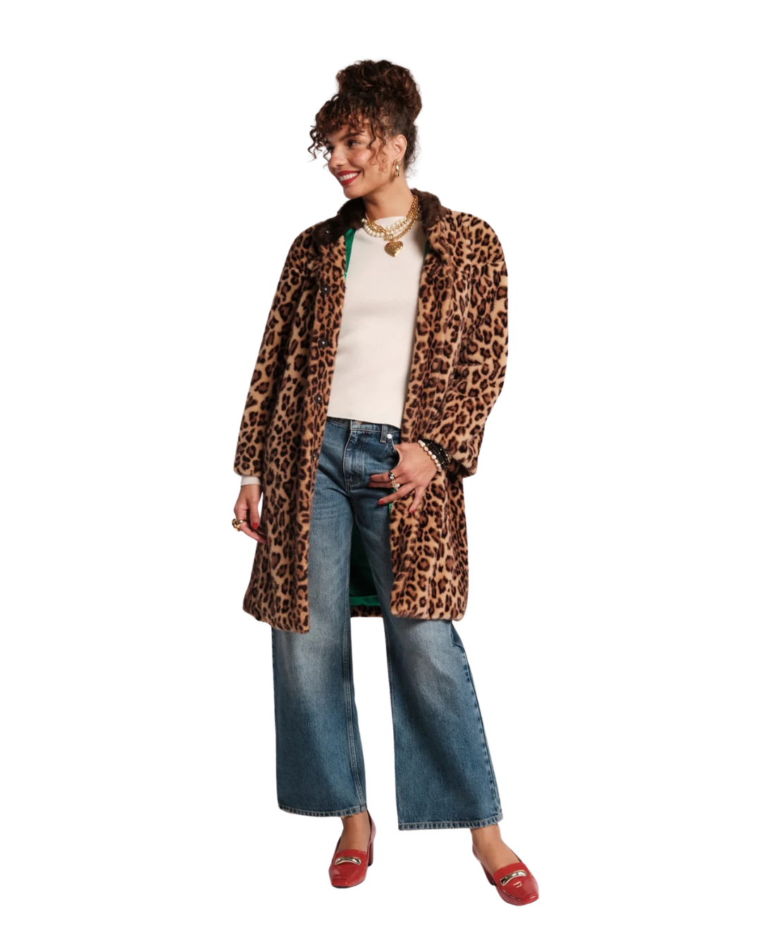 Dame Coat Leopard Faux Fur Yellow/Brown