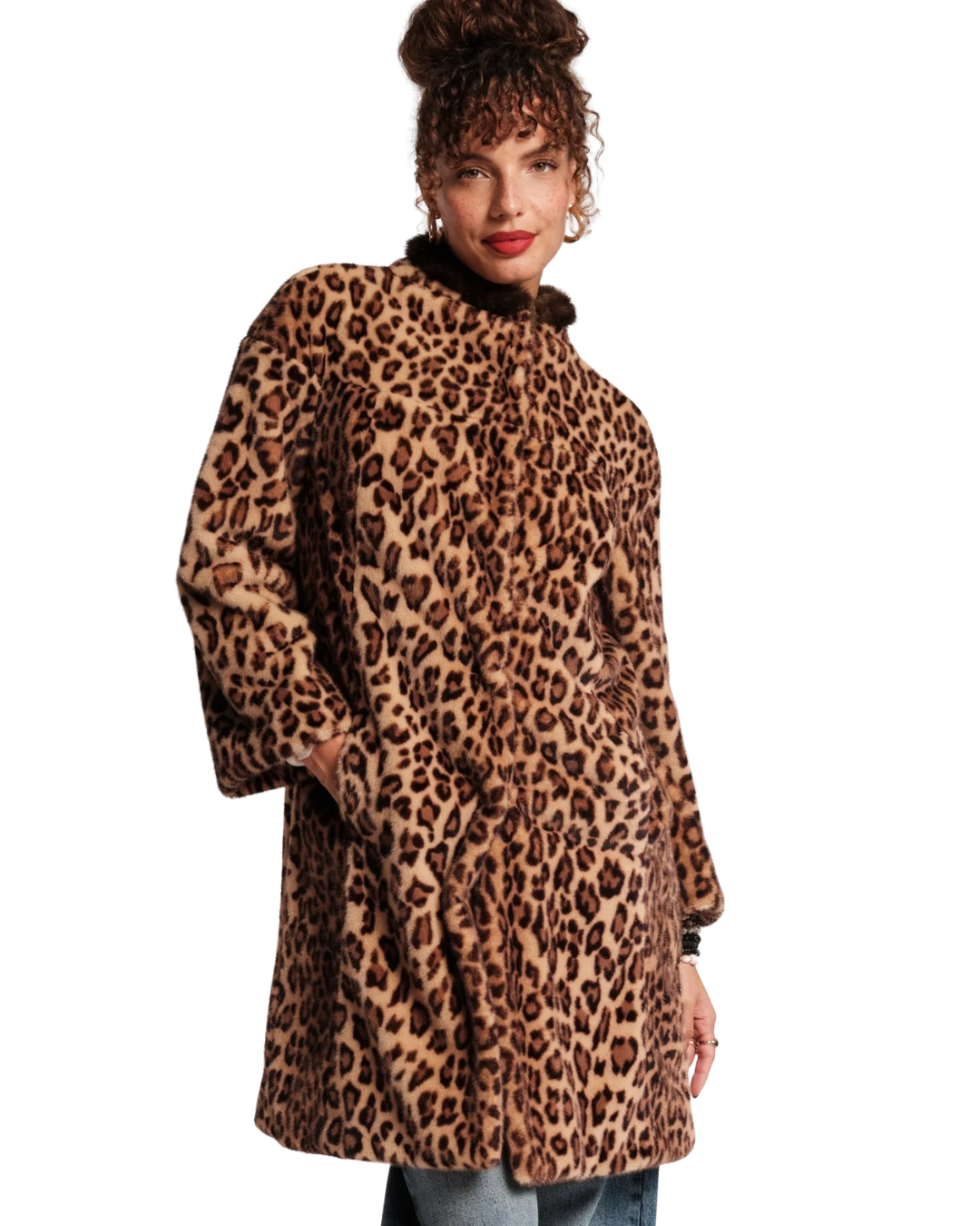Dame Coat Leopard Faux Fur Yellow/Brown