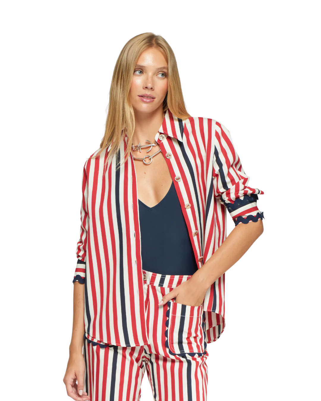 Bianca Stripe Top - Red - S6