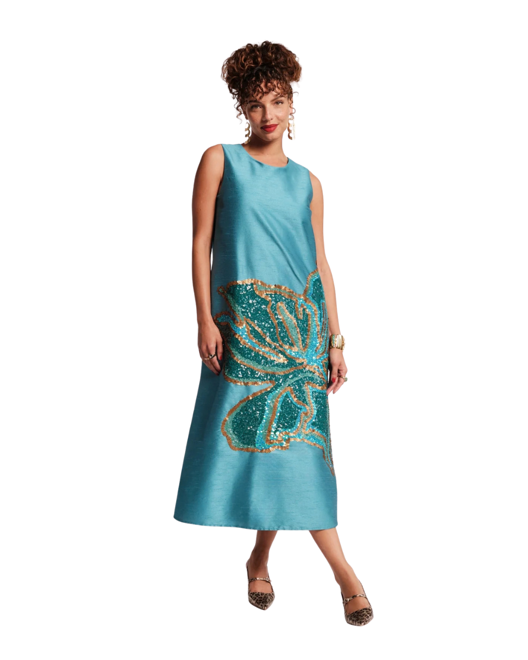 Alice Midi Dress Fringed Tulip - Teal