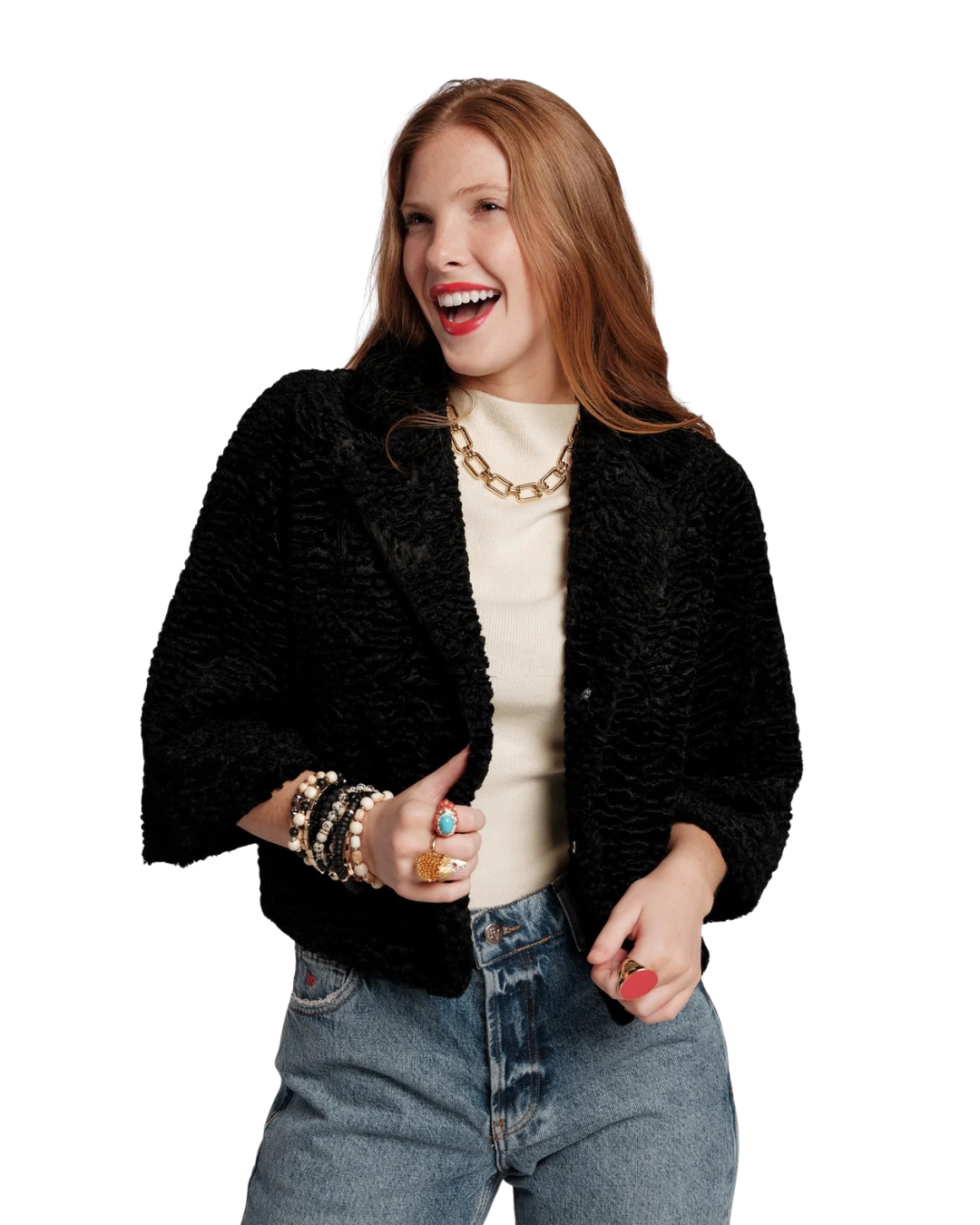 Blaine Jacket Lamb Faux Fur - Black