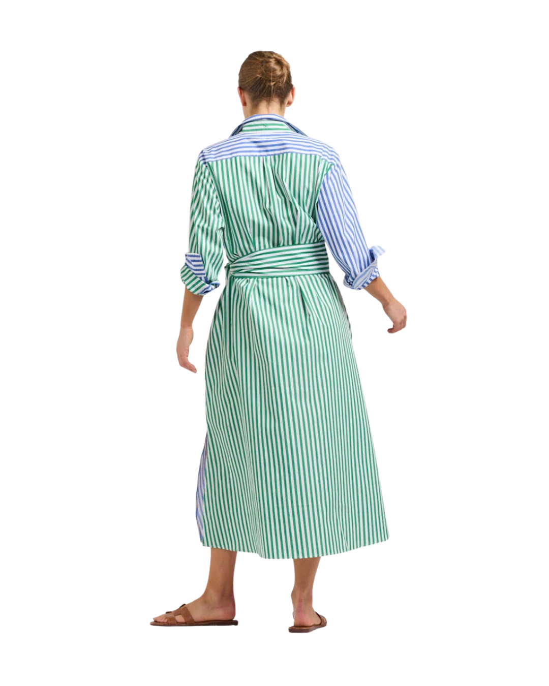 Luna Oversized Shirt Dress - Blue & Green Stripe Combo