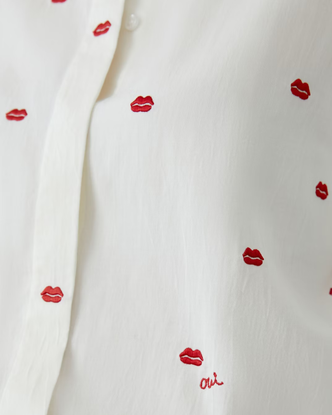 Blouse - White Red Lips - F5