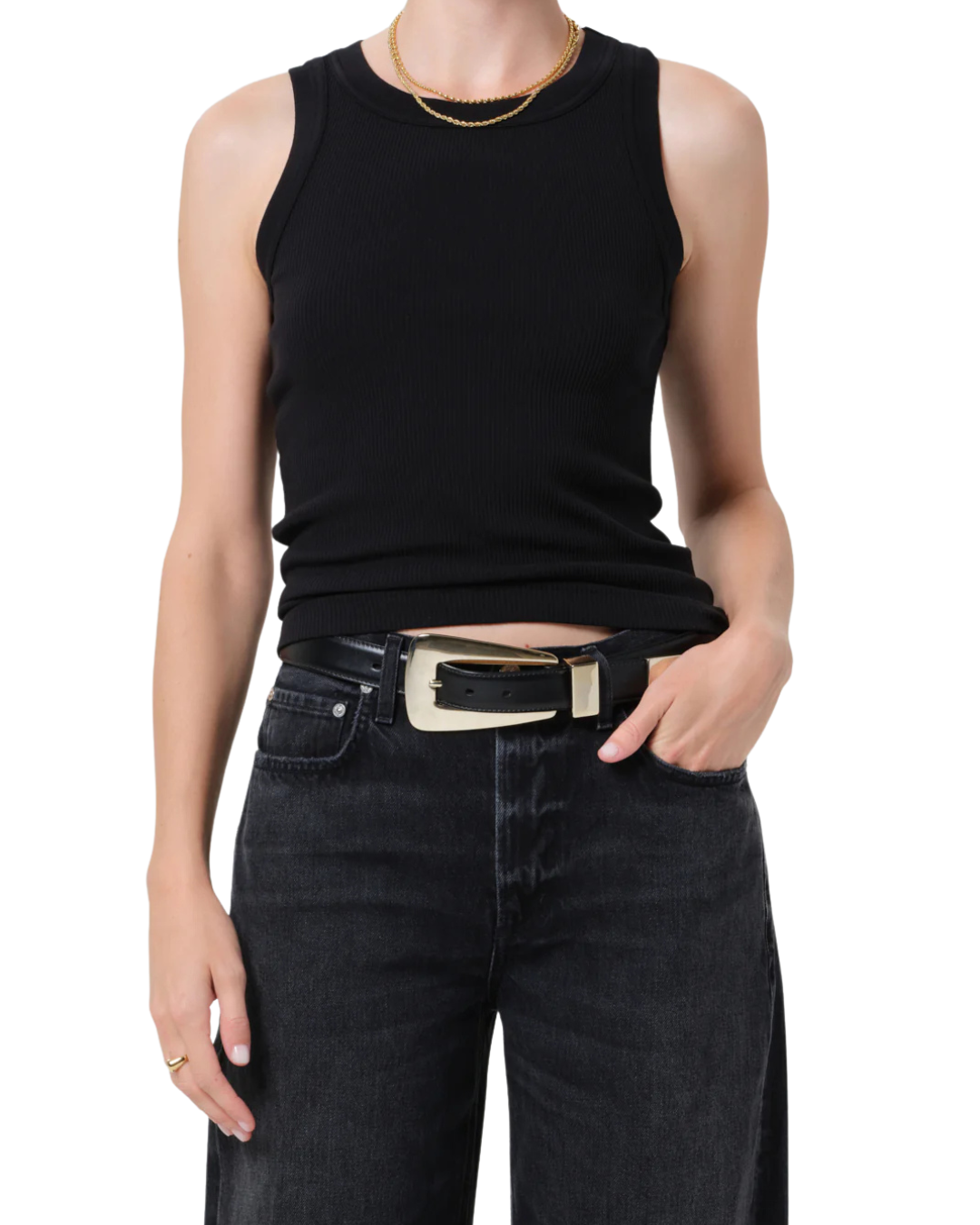 Isabel Rib Tank - Black