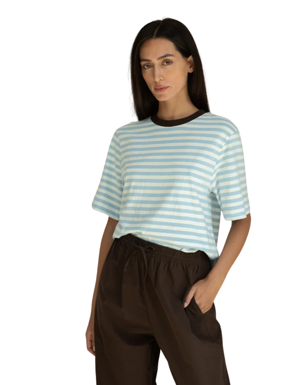 Bay Sue Tee - Pale Blue & White Stripe