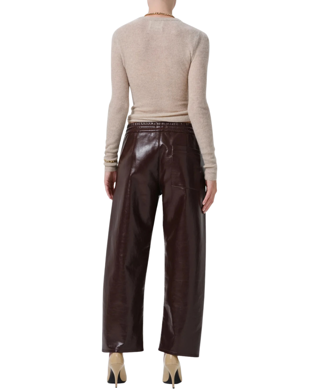 Rework Pull On Recycled Leather Pant - Burgundy