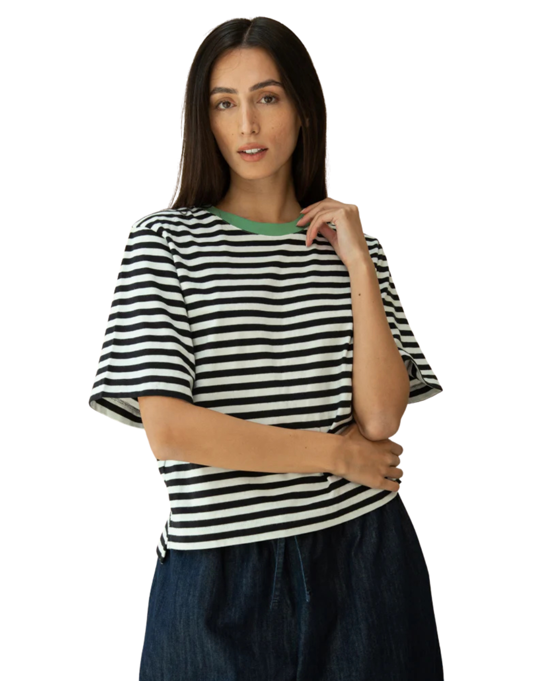 Bay Sue Tee - Black & White Stripe
