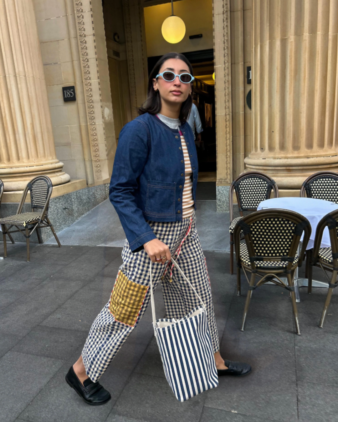 Evelina Pant - Navy Seersucker