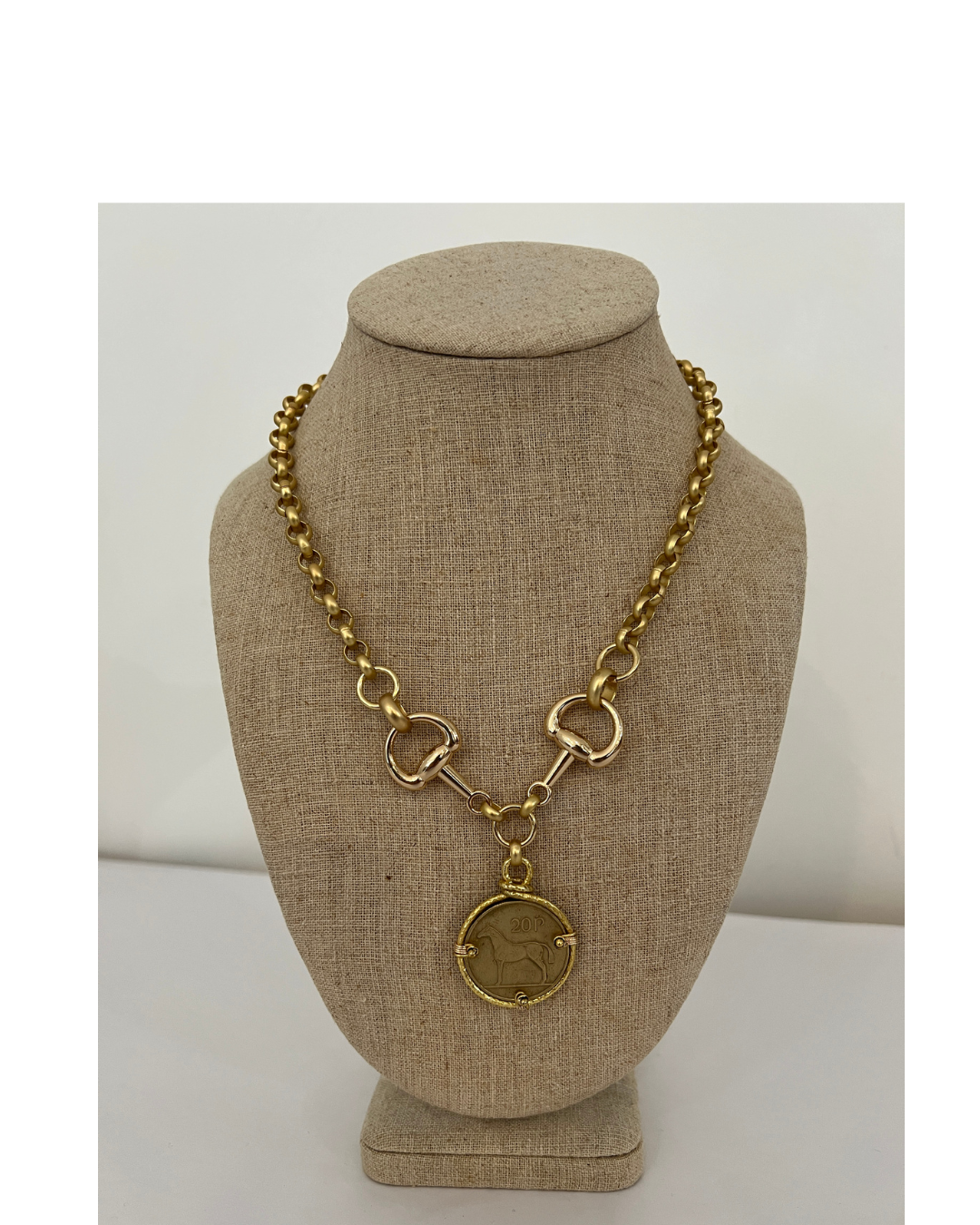 Miya Horse Coin Necklace - Antique Gold