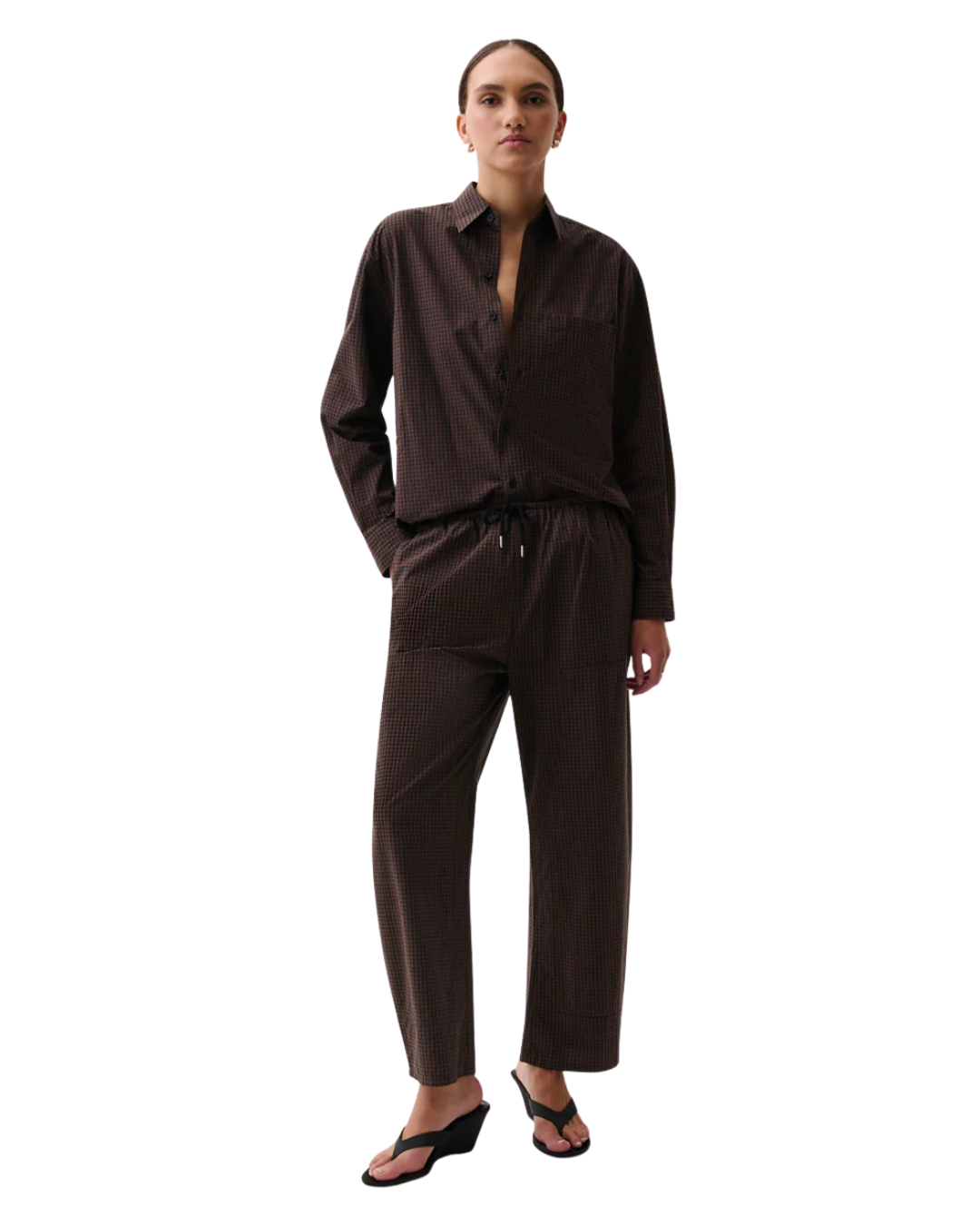 Theo Drawstring Poplin Pant- Hot Toddy
