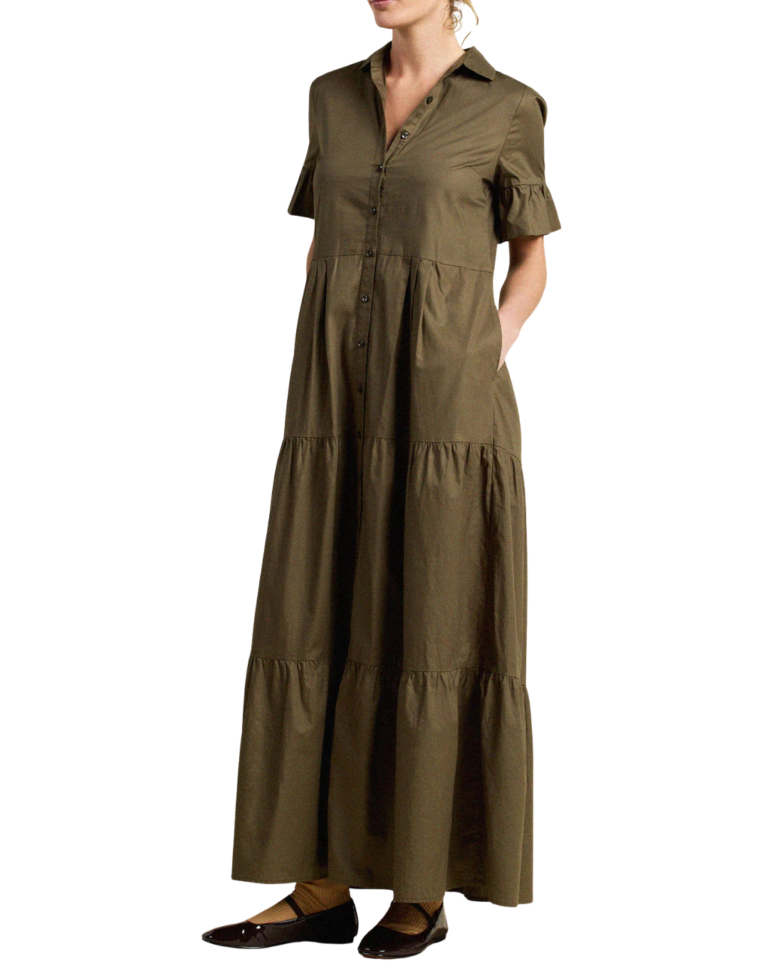 Martine Dress - Olive Twill - F6