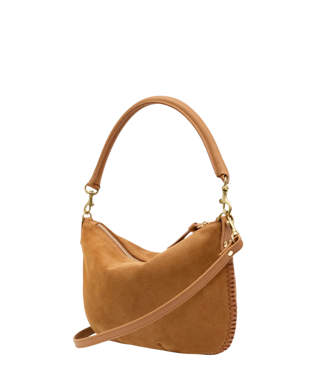 Petit Moyen Messenger - Suede w/ Whipstitch - Caramel