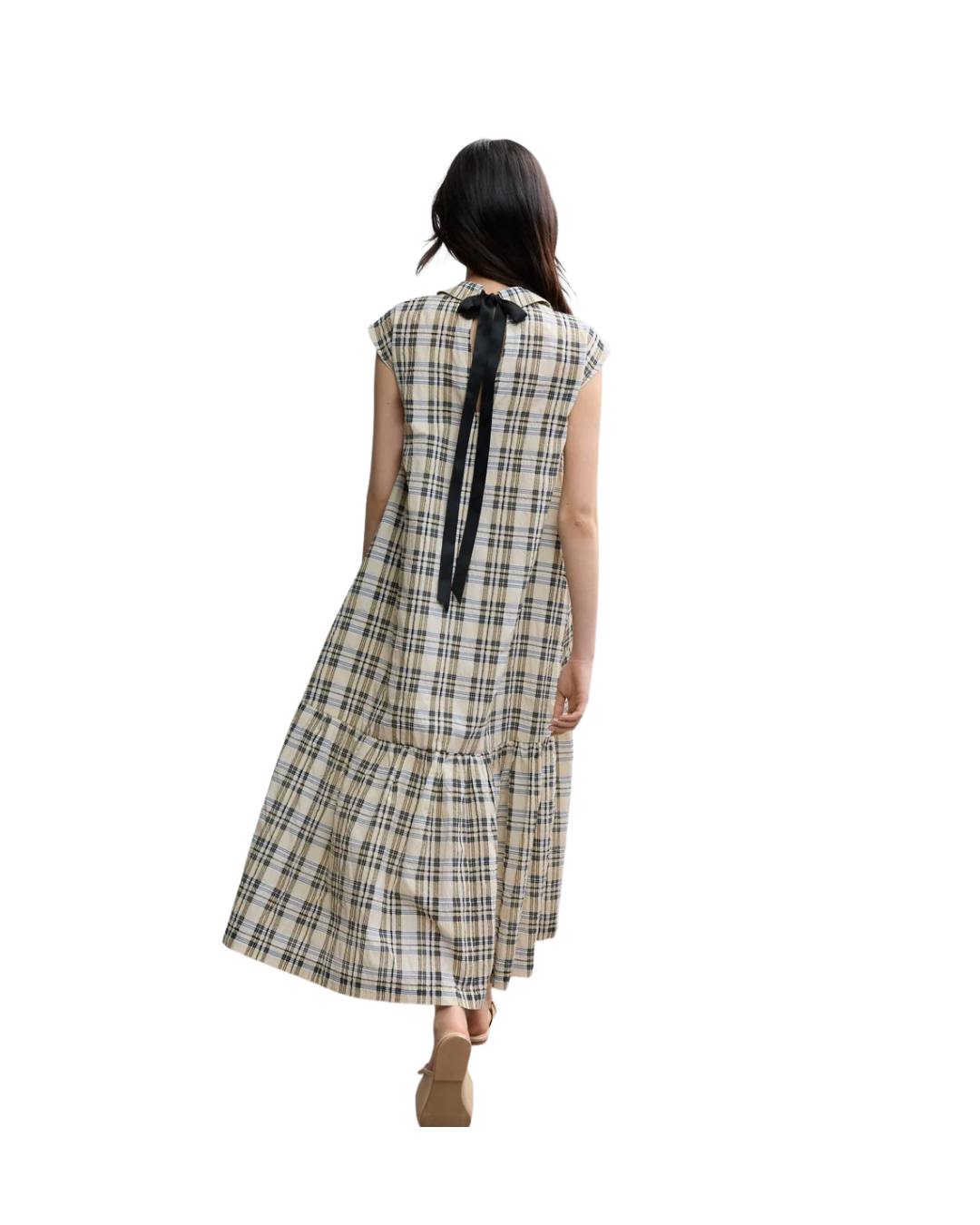 Soft-Touch Plaid A-Line Drop-Waist Dress