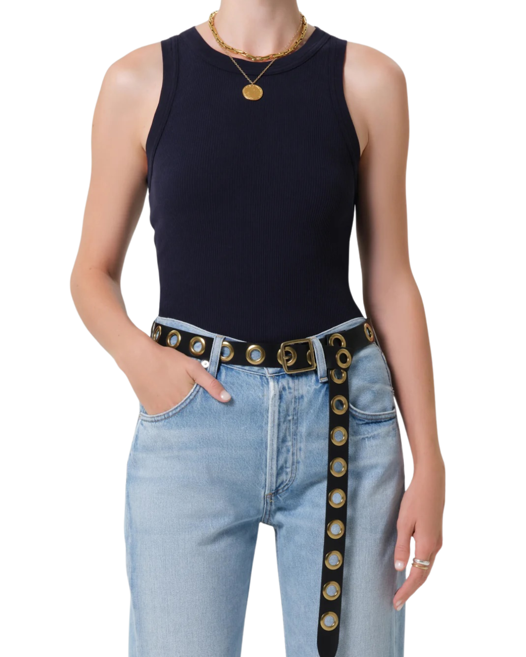 Isabel Rib Tank - Navy - S6