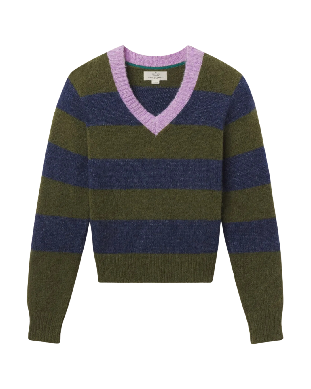 Chalet V-Neck Sweater - Olive Stripe