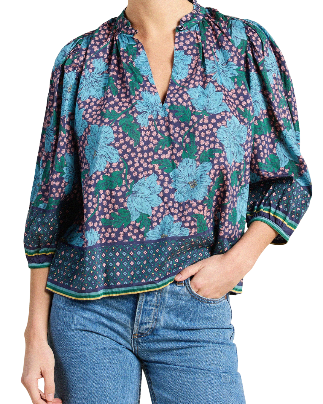 Orly Blouse - Midnight Trellis