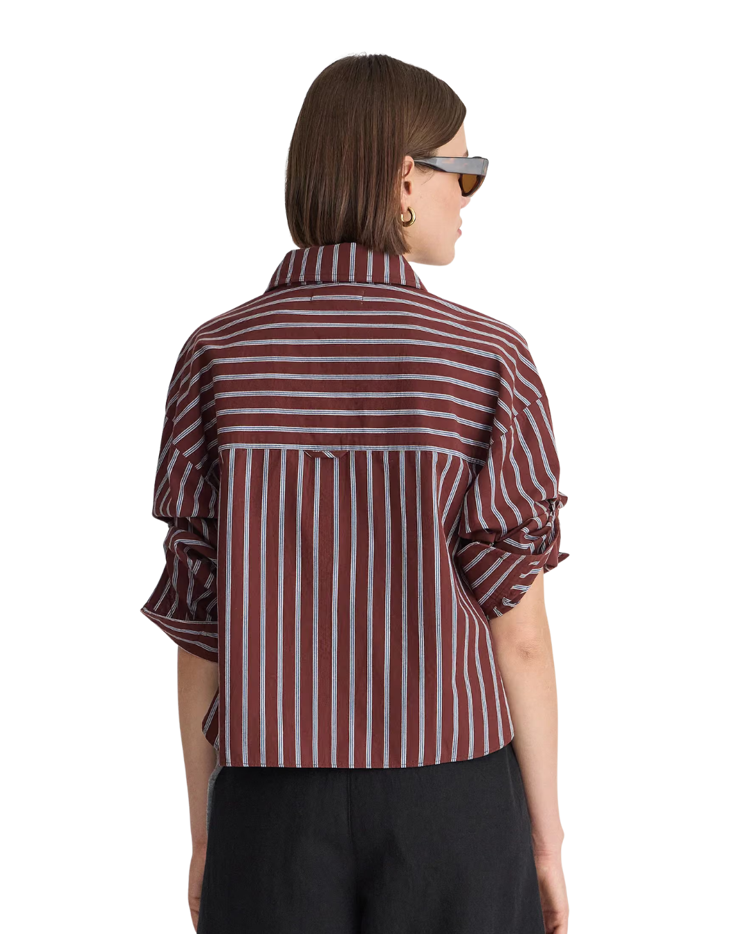 Cropped Isolde Button Down - Spice Stripe