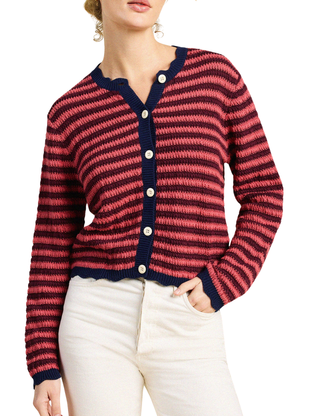 Vento Cardigan - Pink Stripe