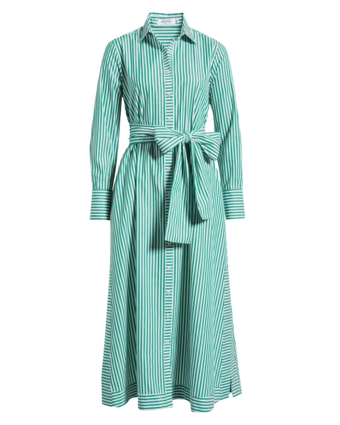 Pippa Oversized Longline Shirt Dress - Green Stripe