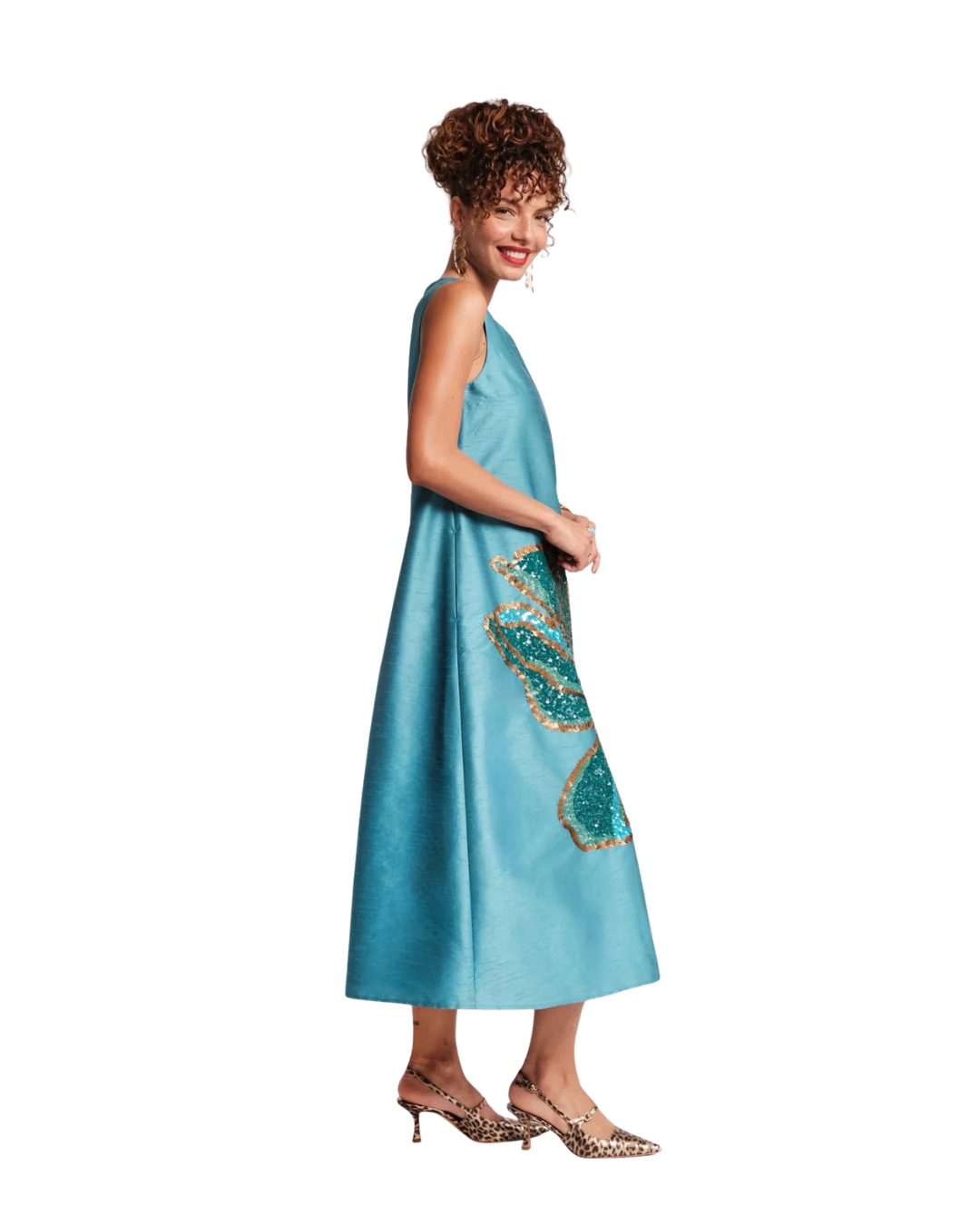 Alice Midi Dress Fringed Tulip - Teal