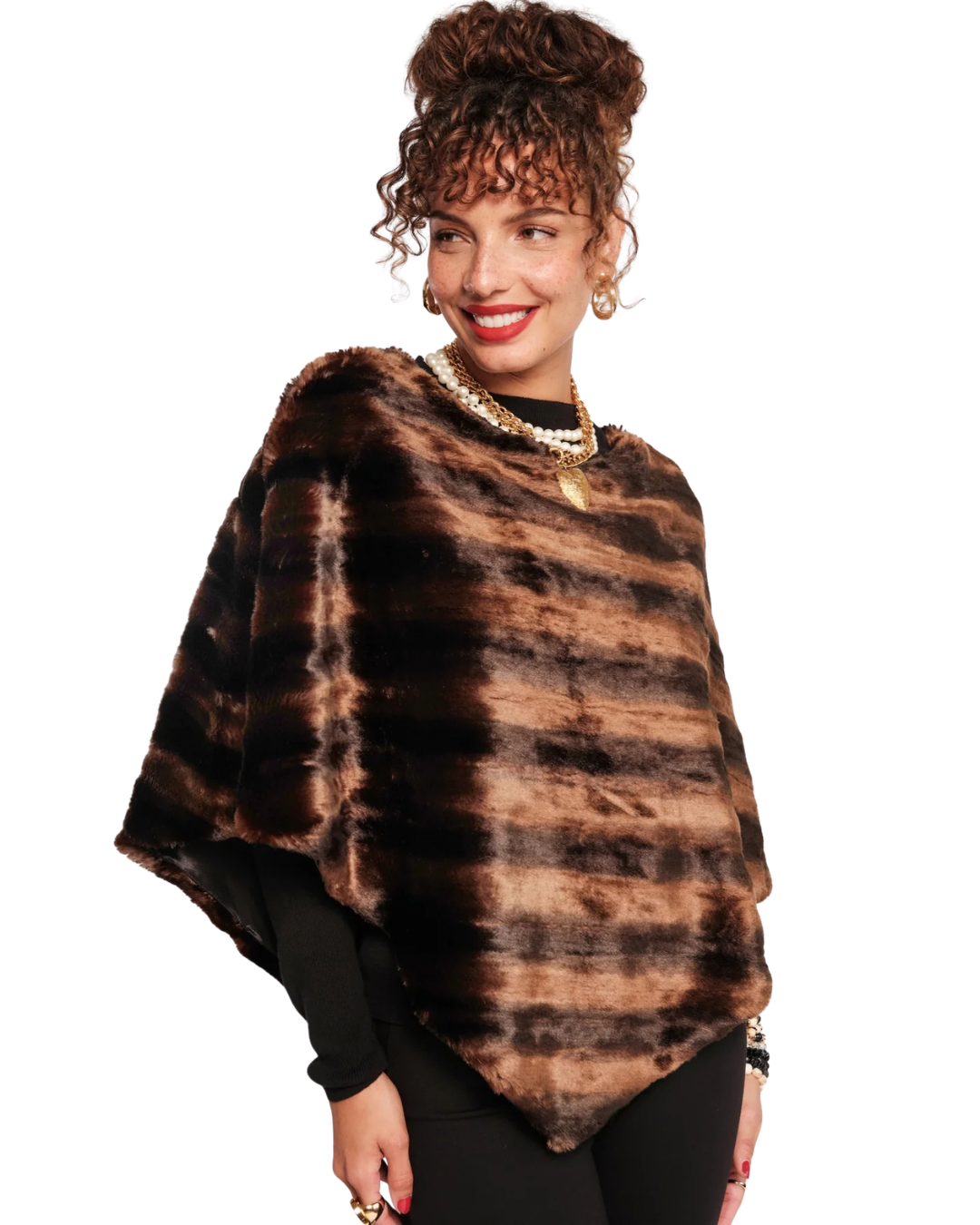 The Envoy Poncho Faux Fur - Brown