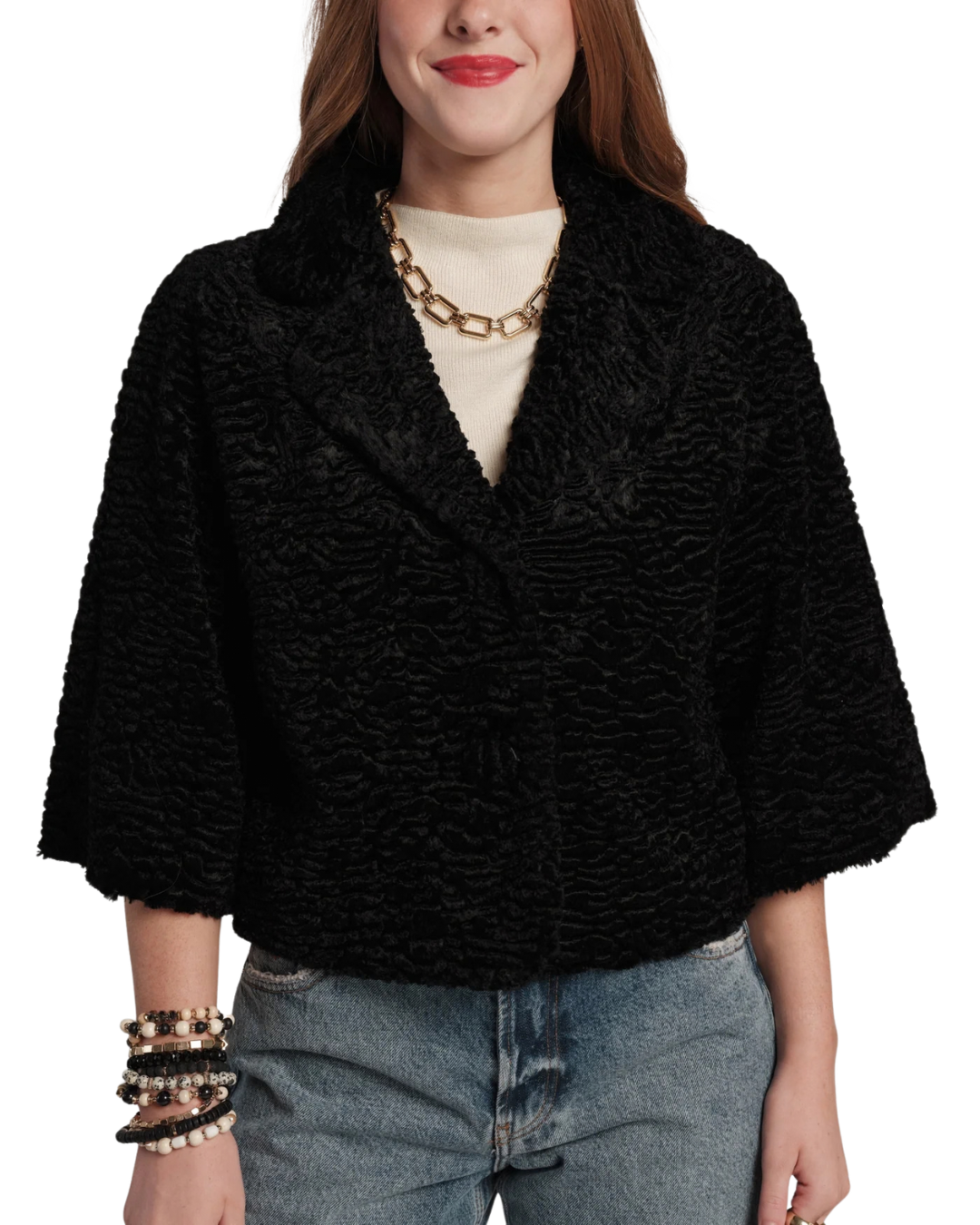 Blaine Jacket Lamb Faux Fur - Black