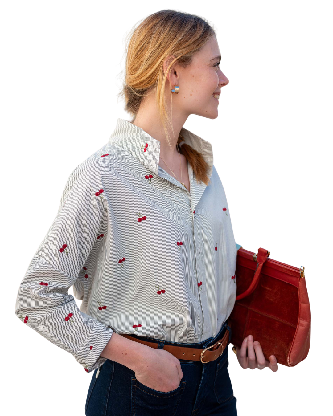 Emerson Button Up Top - Cherries on Top