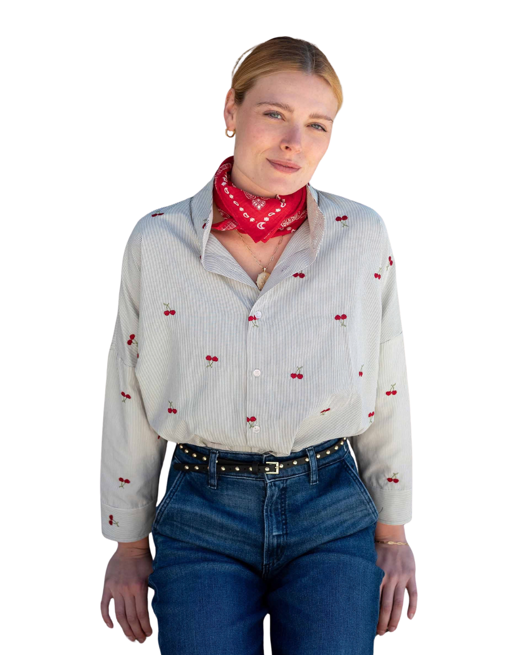 Emerson Button Up Top - Cherries on Top