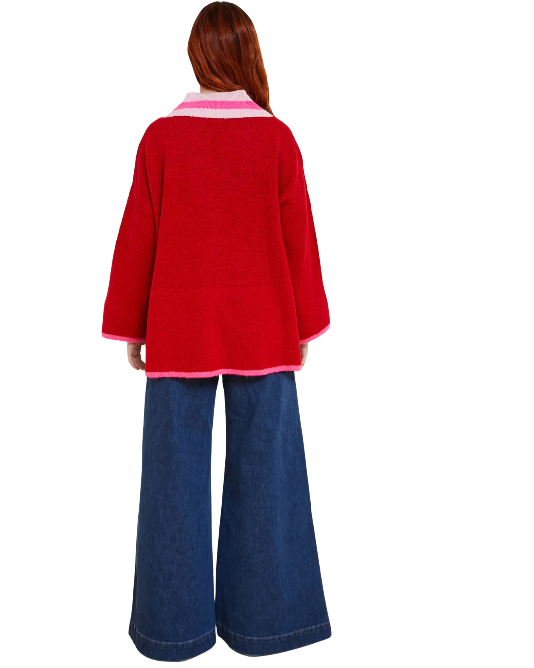 Hug V Neck Sweater - Red