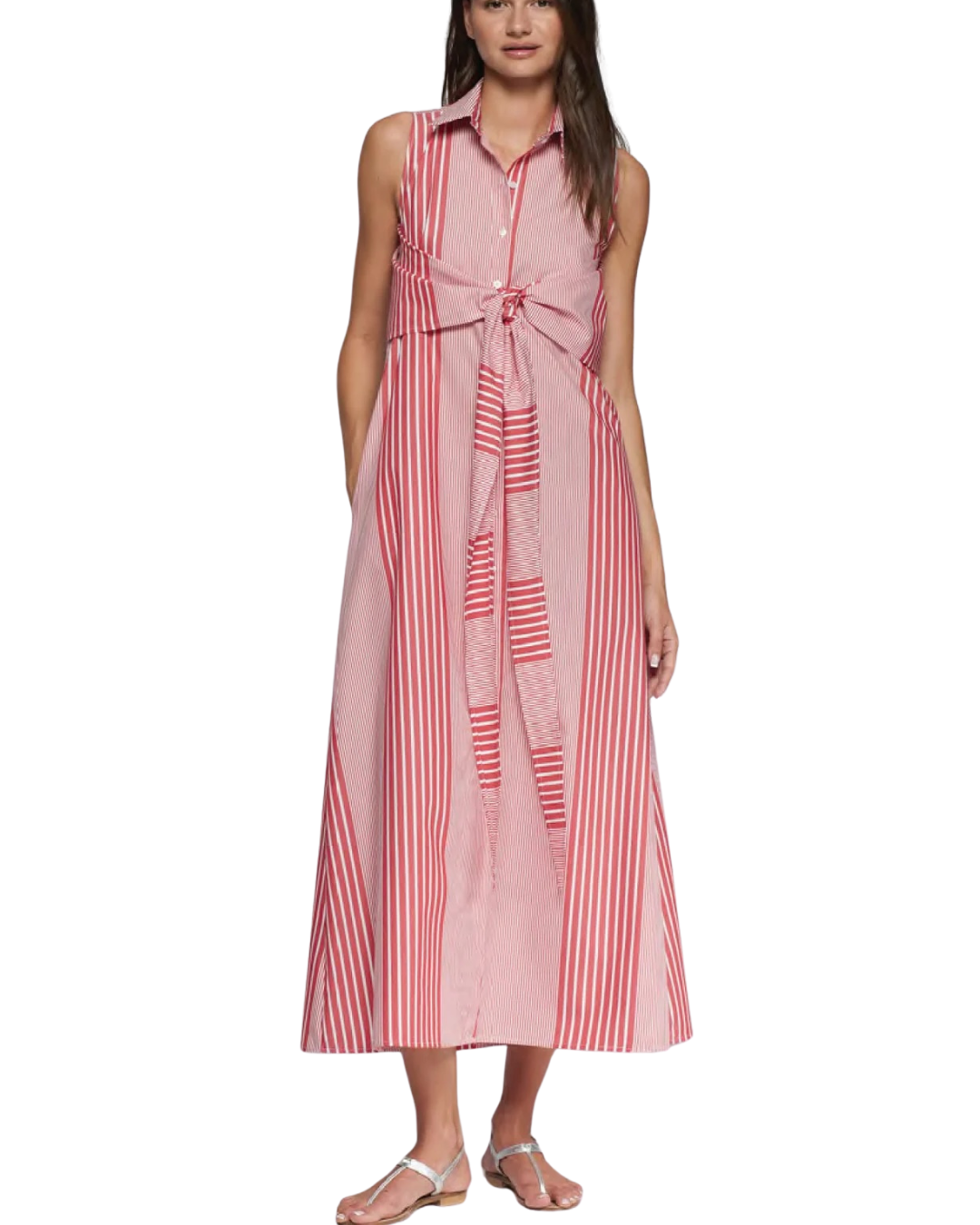 Sir Mangas Stripe Dress  - Red