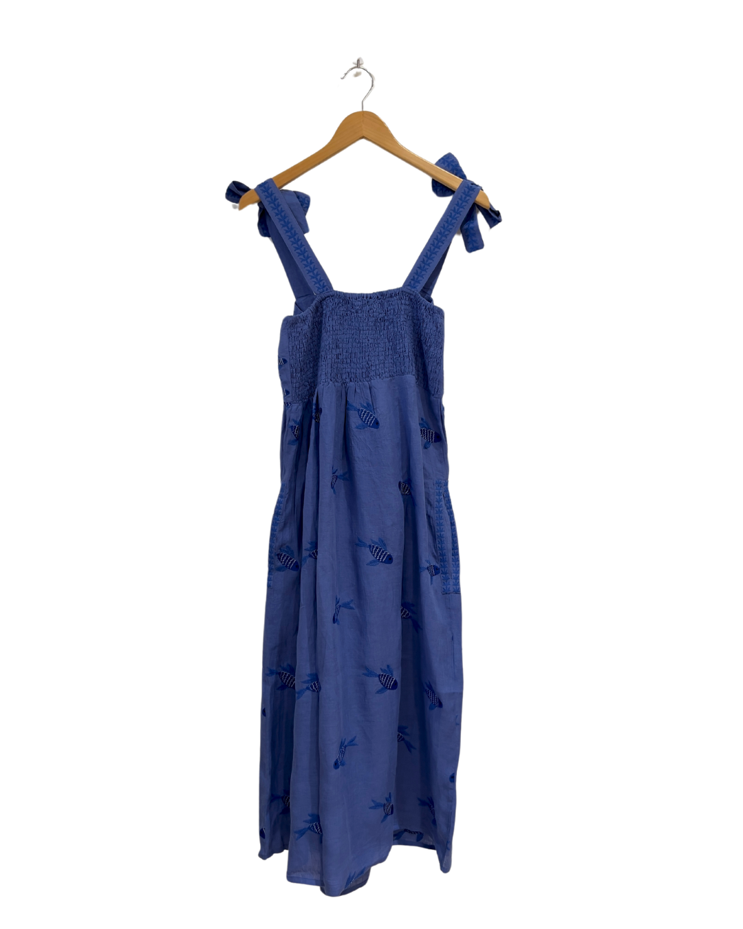 Agate Dress - Blue Fish Embroidery