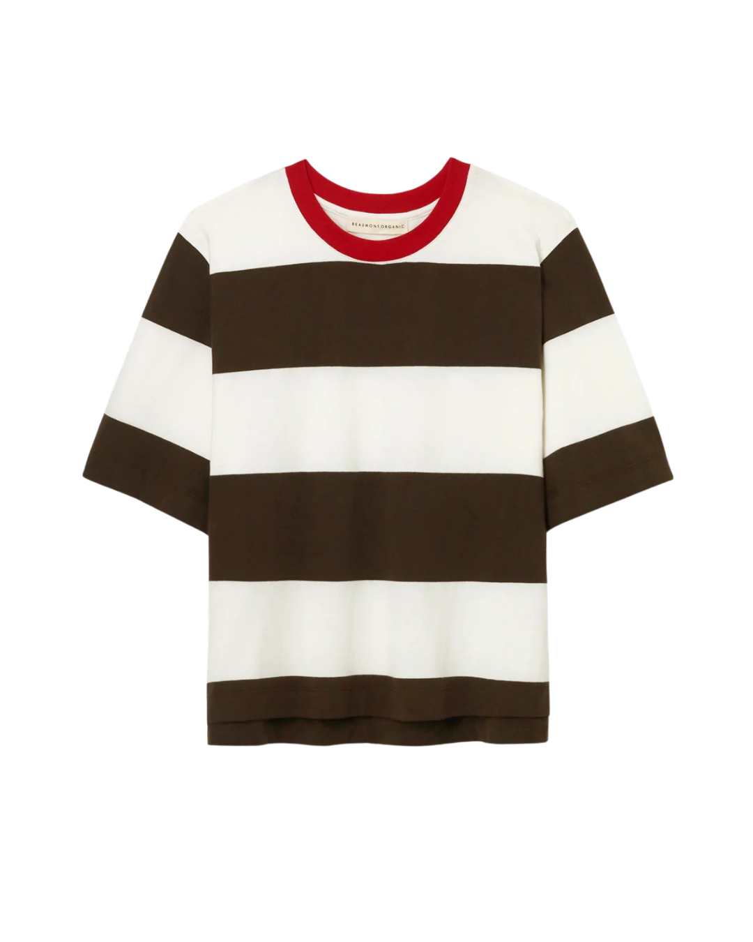 Bay Sue Tee - Cocao & White Wide Stripe