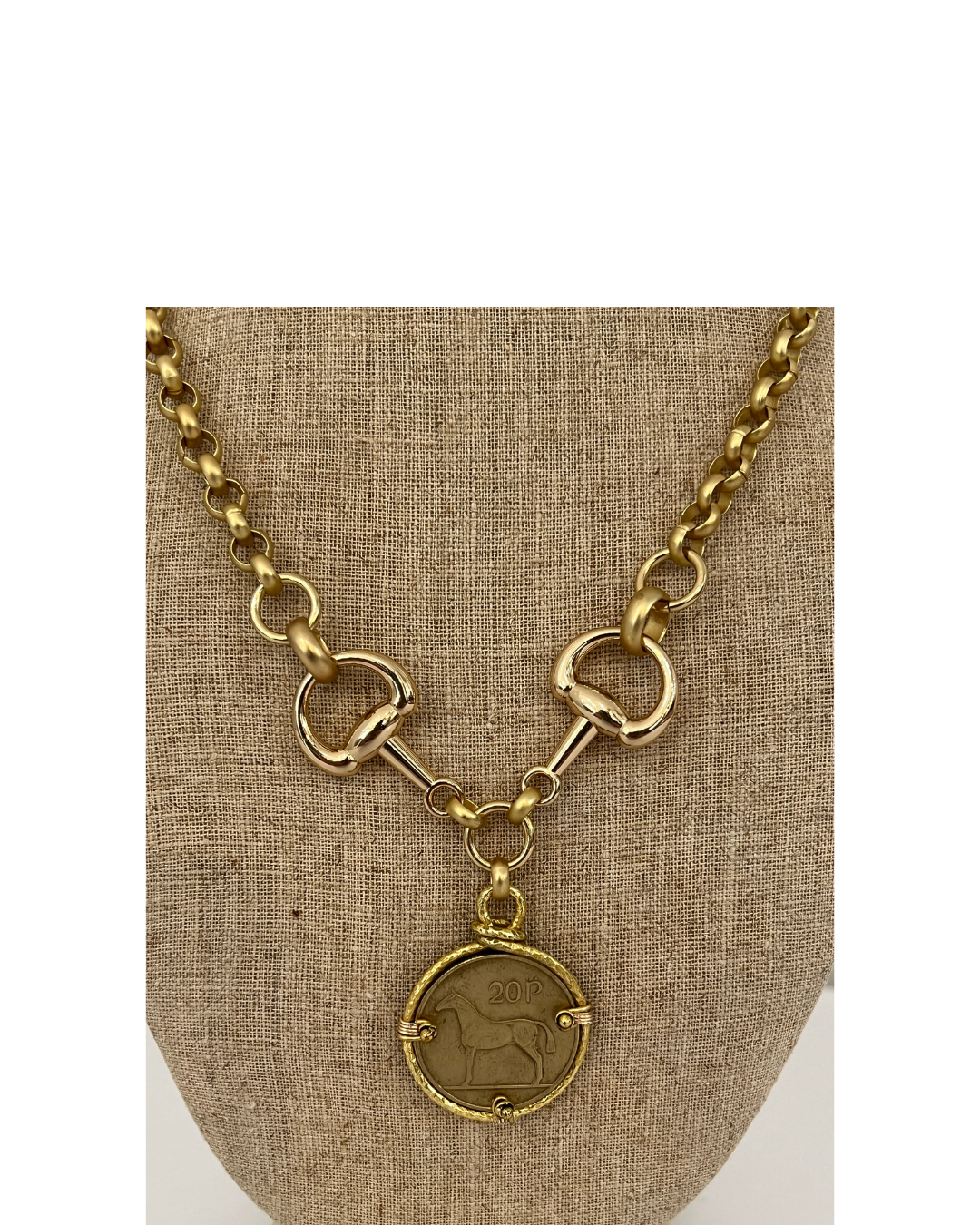 Miya Horse Coin Necklace - Antique Gold