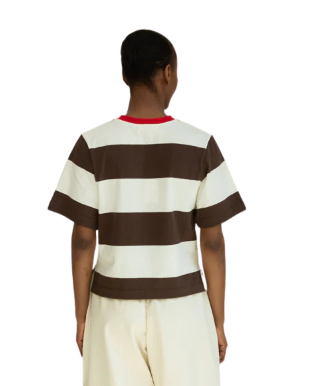 Bay Sue Tee - Cocao & White Wide Stripe