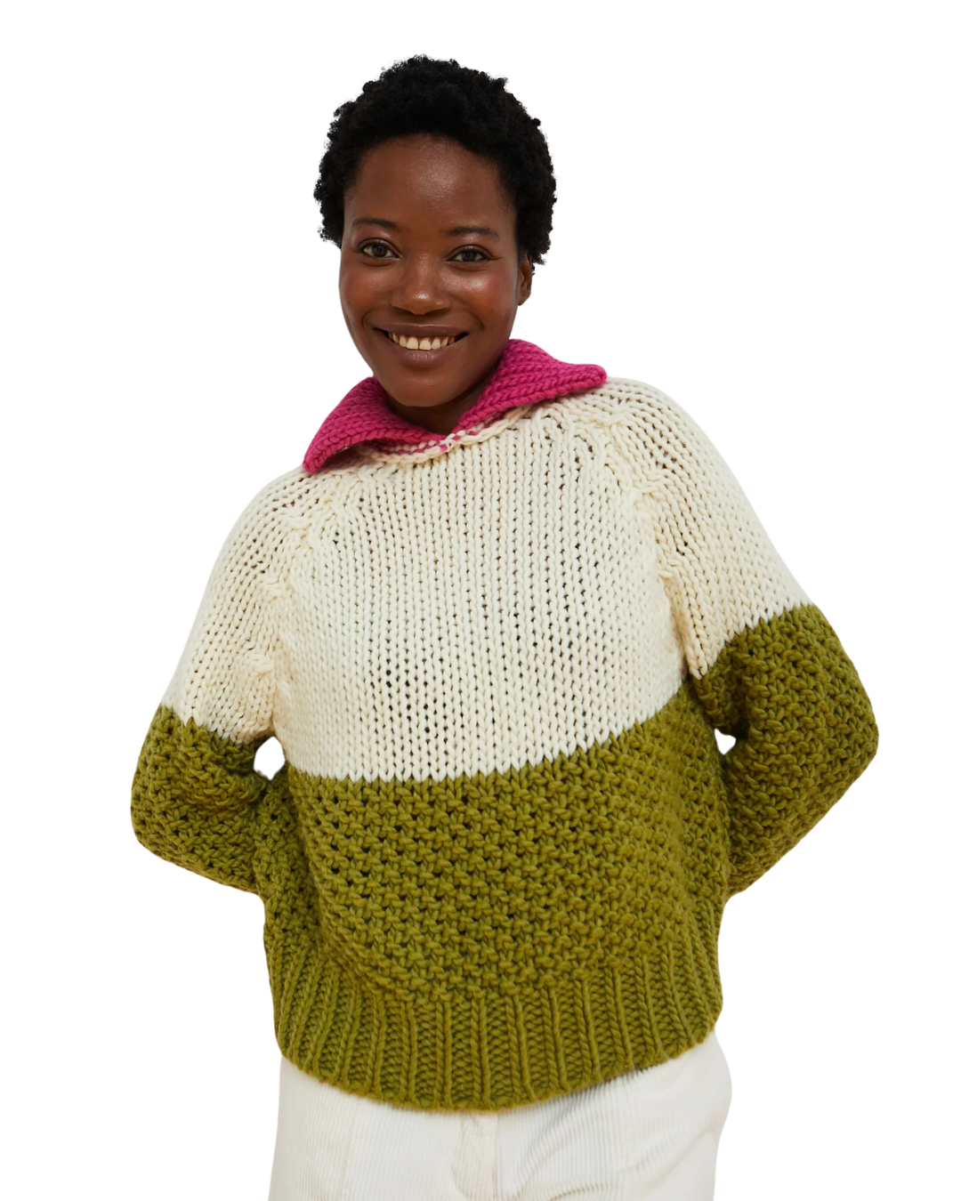 Colorblock Sweater - Pistachio/Berry