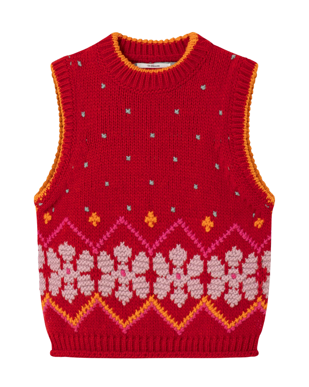 Flower Sweater Vest - Red Multi - F5