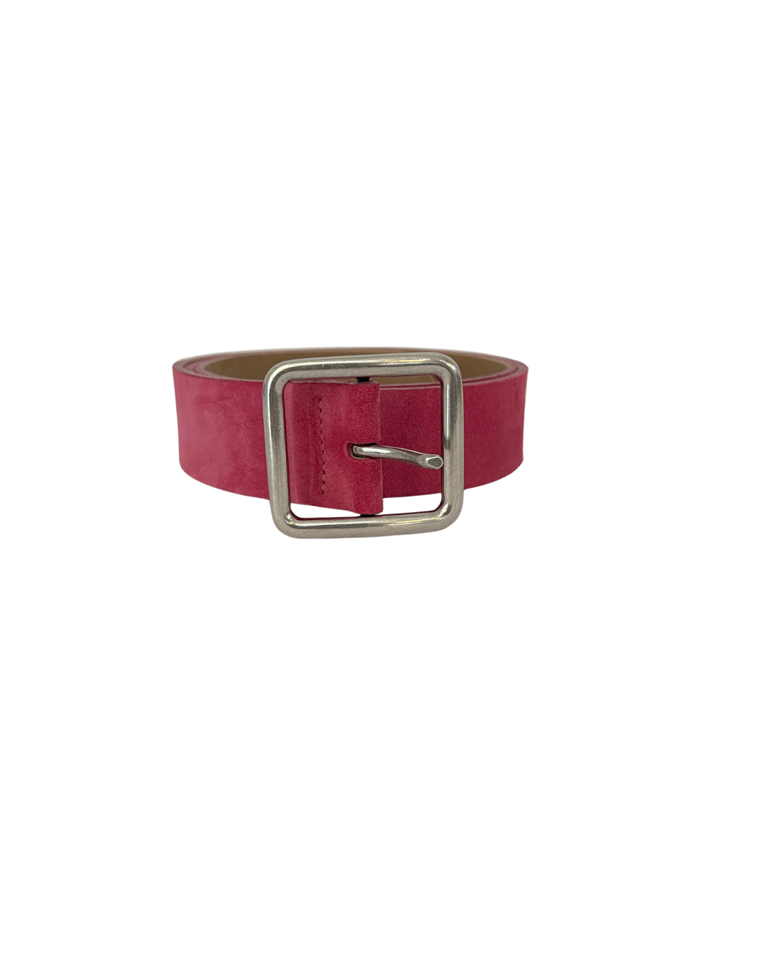 Fuchsia Suede Belt with Silver Buckle