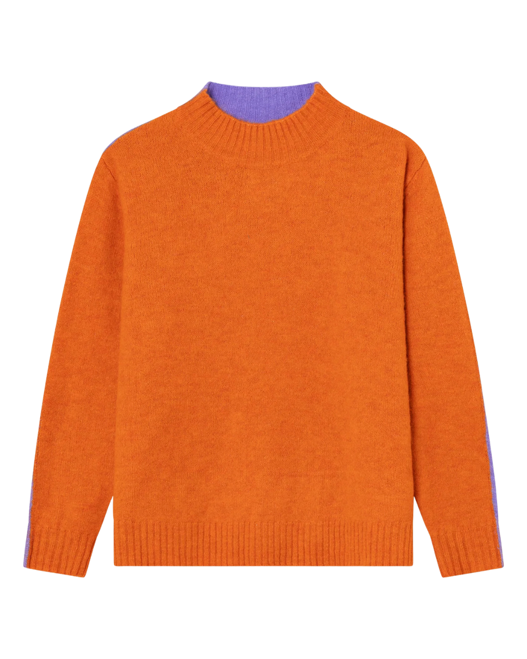 Front/Back Color Block Mock Neck - Orange/Lavender - F5