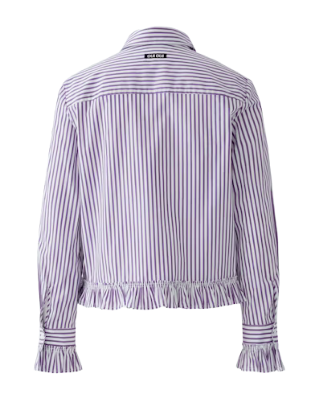 Striped Blouse with Ruffles - White/Violet