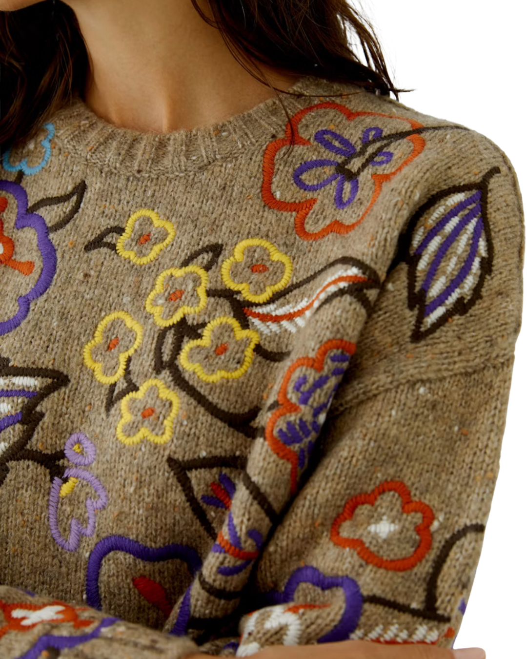Pullover - Camel/Violet