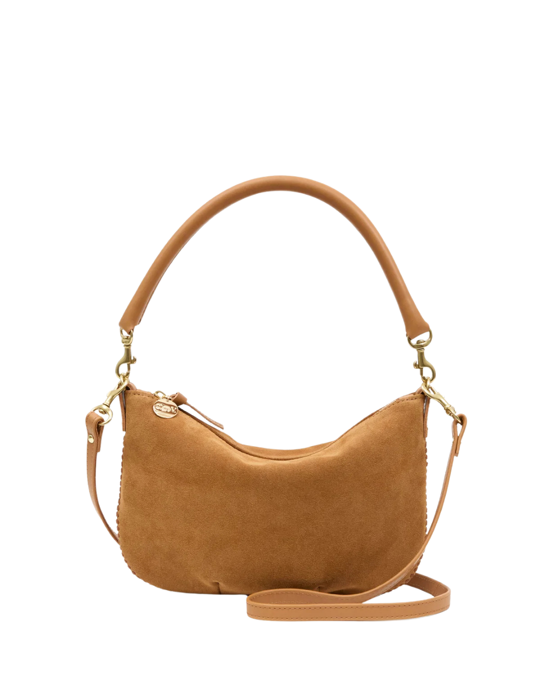 Petit Moyen Messenger - Suede w/ Whipstitch - Caramel