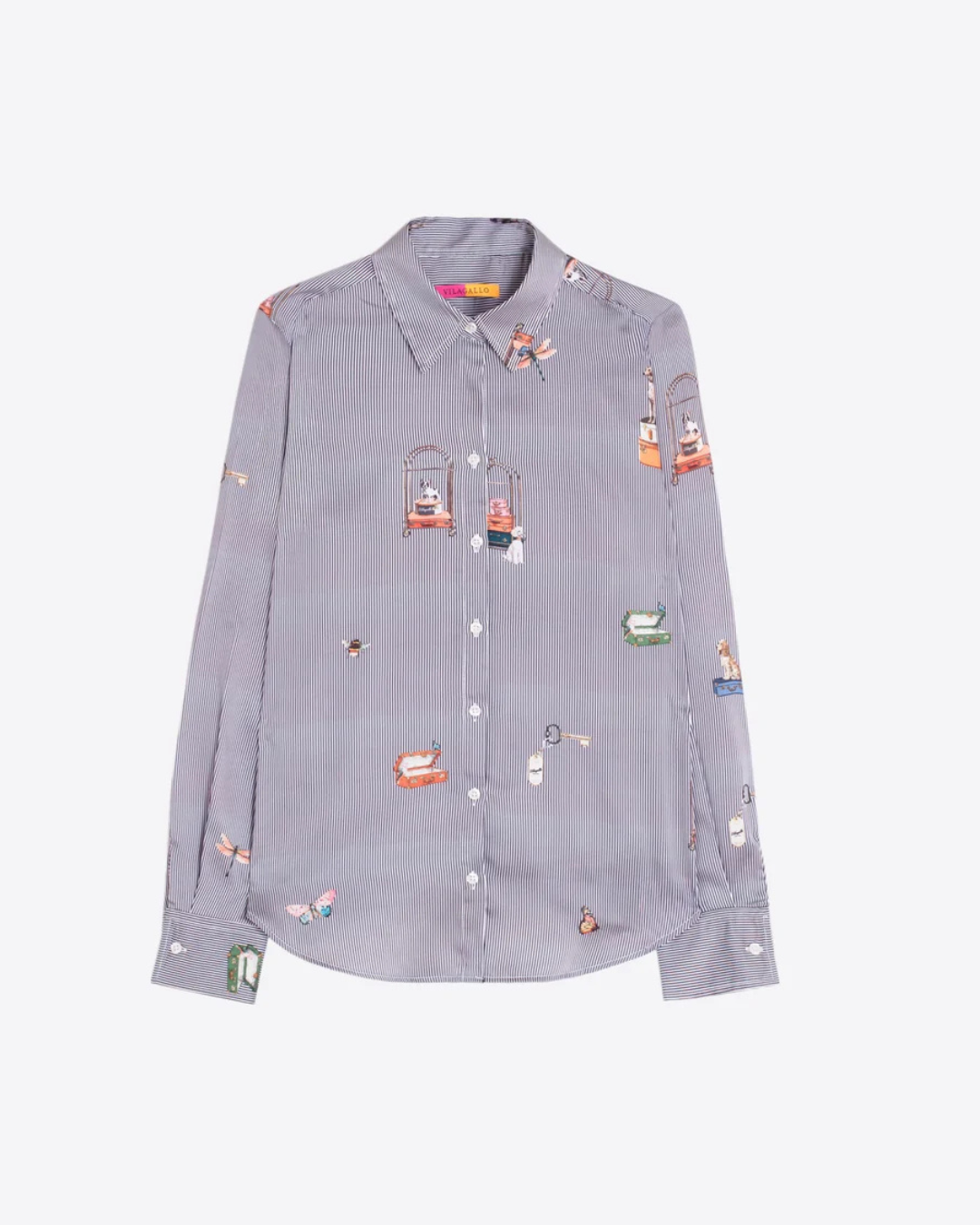 Gaby Striped Shirt - Travel Print